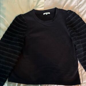 Splendid Dressy Black Sweatshirt with sparkly Sleeves, sz L